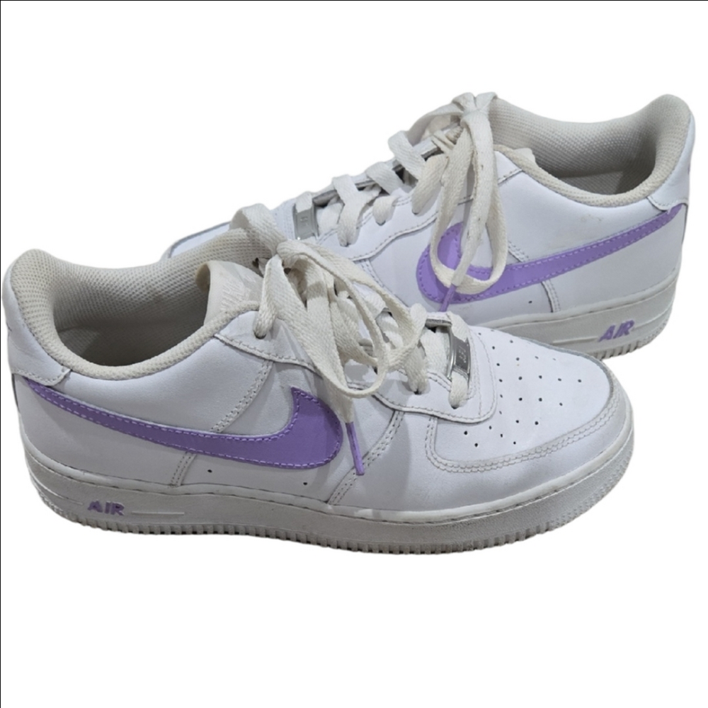 Nike Air Force 1 White and Lavender Sneakers